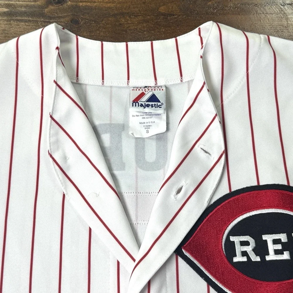 Cincinatti Reds # 3 Throwback‎ Majestic Pin Striped MLB Jersey Size Small 42